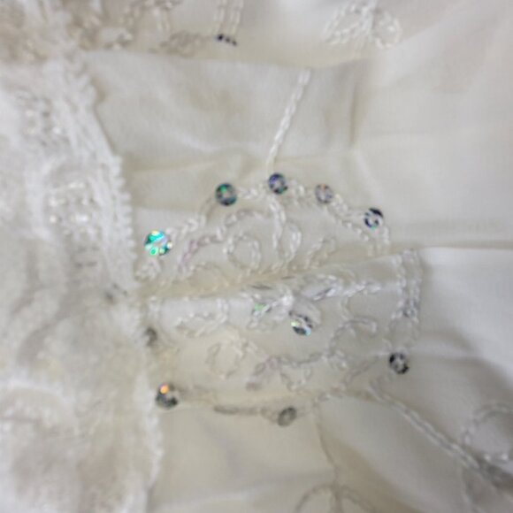 White Lace Skirt Gold Sequin Elastic Waist Pleated Skirt Sizes XL and Size XXL - Picture 15 of 16